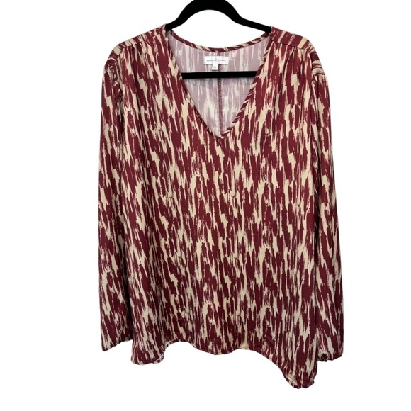 Stewart Simmons Plus Size V-Neck Long Sleeve Polyester Top Size 2XL - Picture 1 of 3